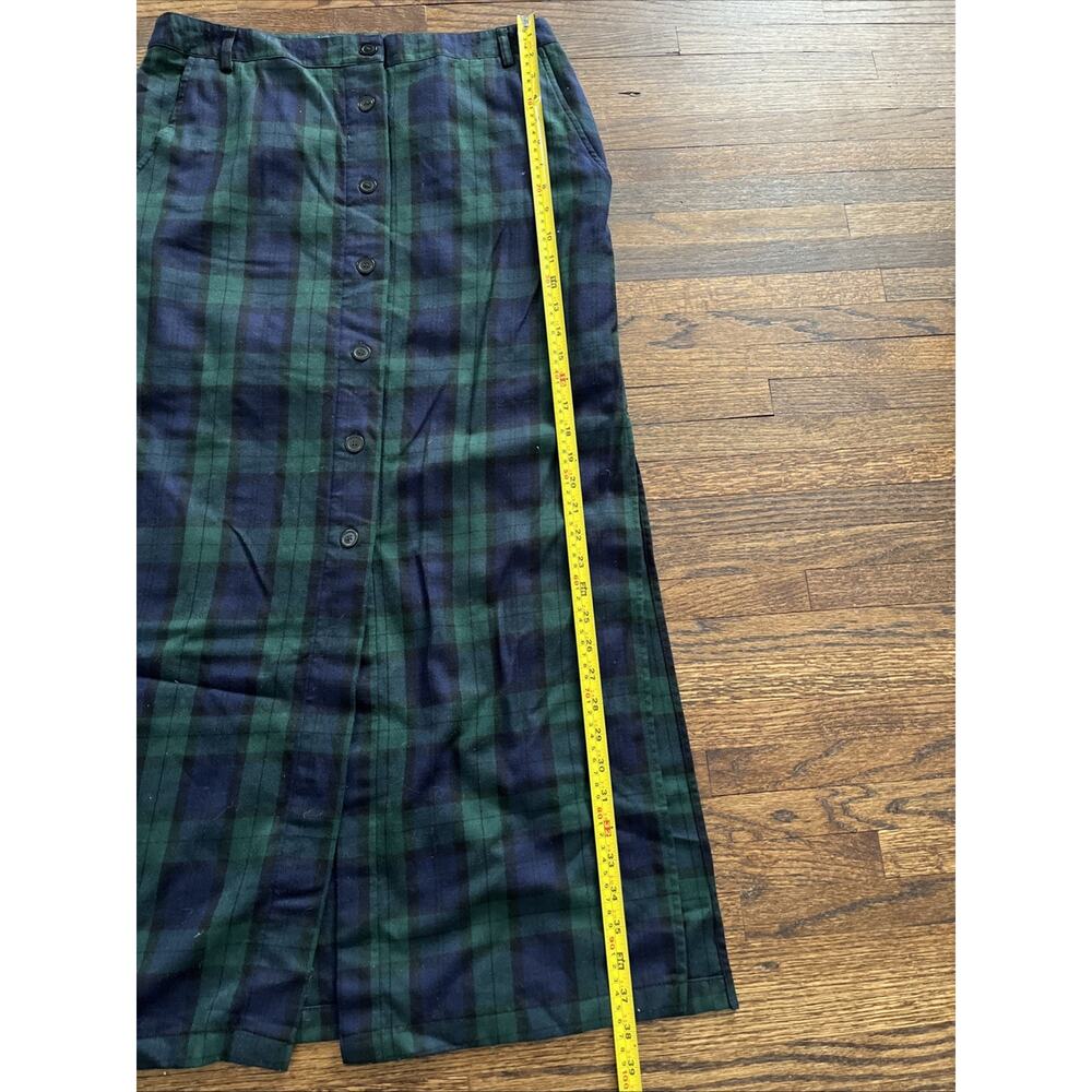 Pendleton Plaid Tartan Navy Green 100% Wool Button Down Skirt sz10 Vintage 29685 - Picture 2 of 8